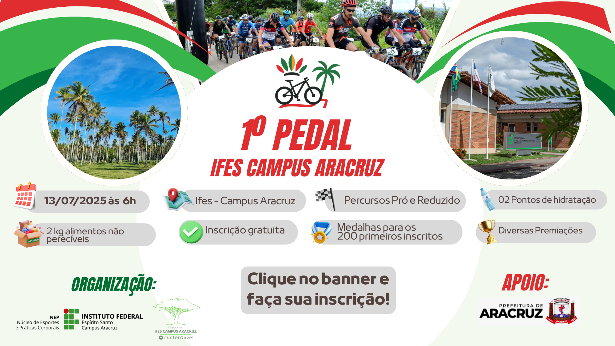 Ifes Aracruz promove 1º Pedal Solidário com foco em esporte, sustentabilidade e integração comunitária