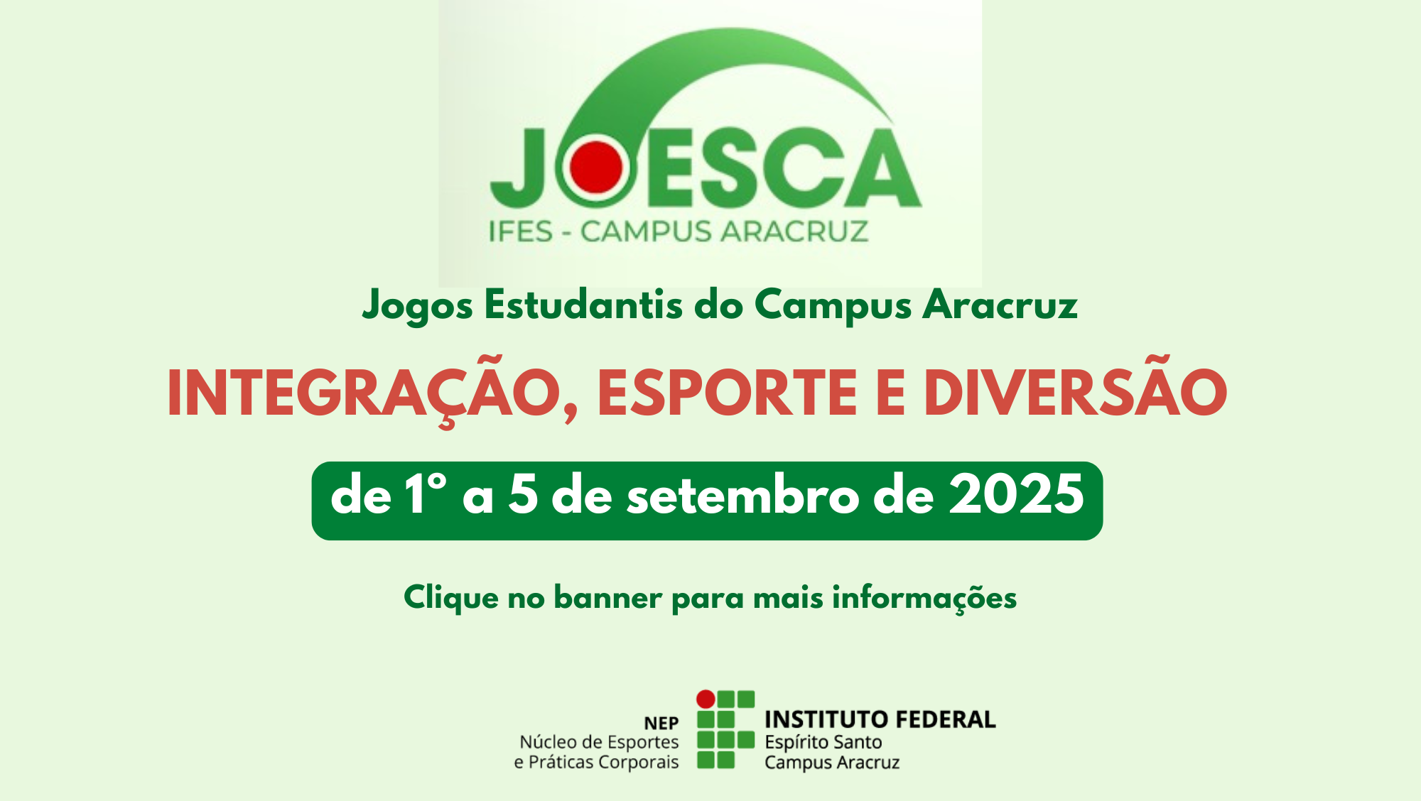 Informações sobre os Jogos Estudantis do Campus Aracruz